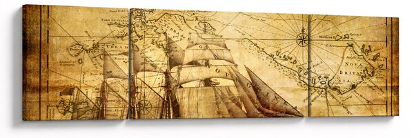 Obraz - Stara mapa (170x50 cm)