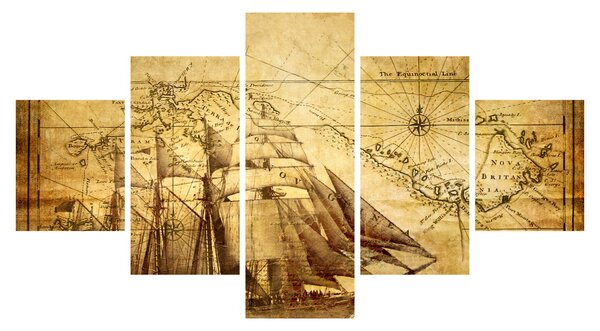 Obraz - Stara mapa (125x70 cm)
