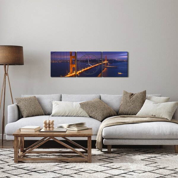 Obraz - Most Golden Gate (z zegarem) (90x30 cm)