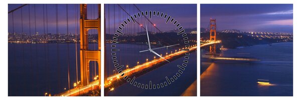 Obraz - Most Golden Gate (z zegarem) (90x30 cm)