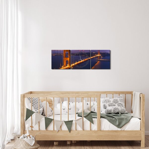 Obraz - Most Golden Gate (z zegarem) (90x30 cm)