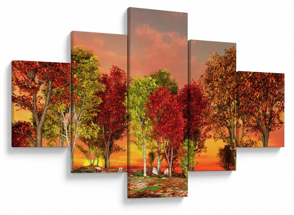Obraz - Kolorowe drzewa (125x70 cm)