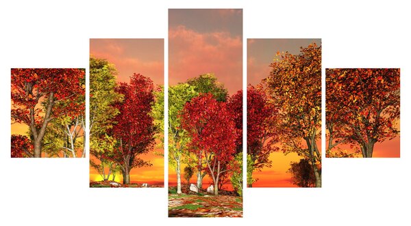 Obraz - Kolorowe drzewa (125x70 cm)