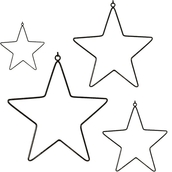 Wisząca dekoracja świąteczna BLACK STARS, zestaw 4 szt