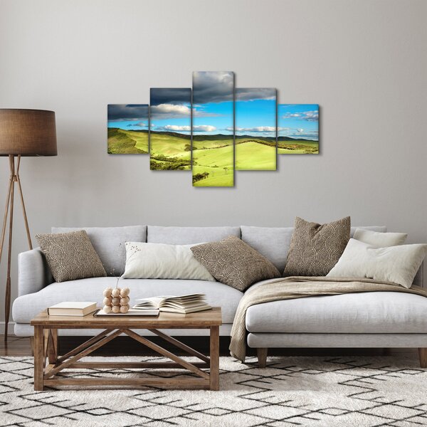 Obraz - Zielony krajobraz ze wzgórzami (125x70 cm)