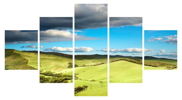 Obraz - Zielony krajobraz ze wzgórzami (125x70 cm)