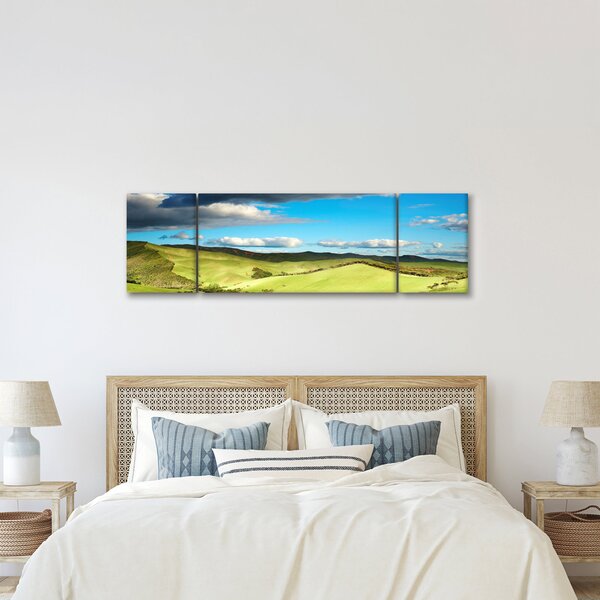 Obraz - Zielony krajobraz ze wzgórzami (170x50 cm)