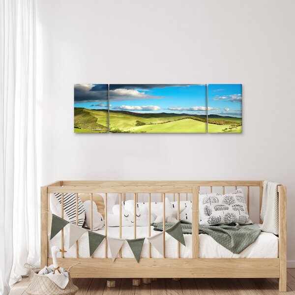 Obraz - Zielony krajobraz ze wzgórzami (170x50 cm)