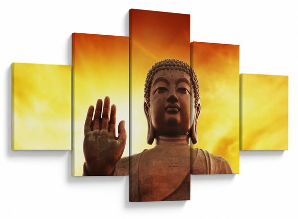 Obraz - Budda z czerwonym i żółtym tłem (125x70 cm)