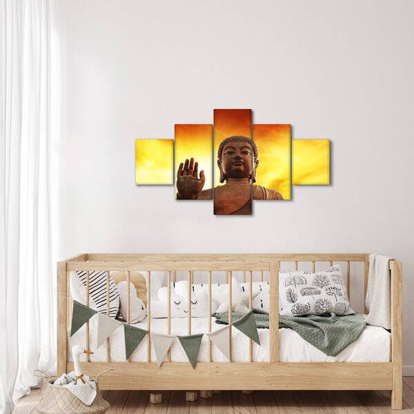 Obraz - Budda z czerwonym i żółtym tłem (125x70 cm)