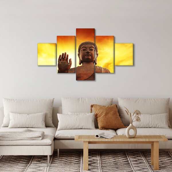 Obraz - Budda z czerwonym i żółtym tłem (125x70 cm)