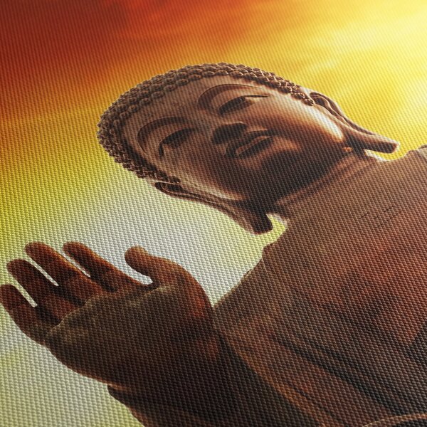 Obraz - Budda z czerwonym i żółtym tłem (70x50 cm)