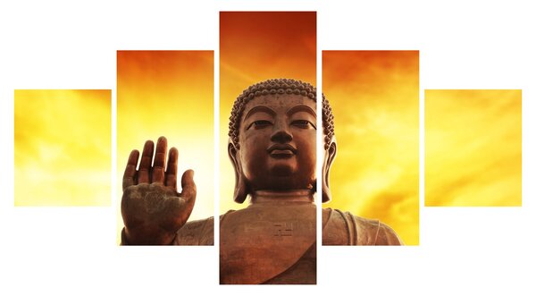 Obraz - Budda z czerwonym i żółtym tłem (125x70 cm)