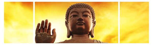 Obraz - Budda z czerwonym i żółtym tłem (170x50 cm)