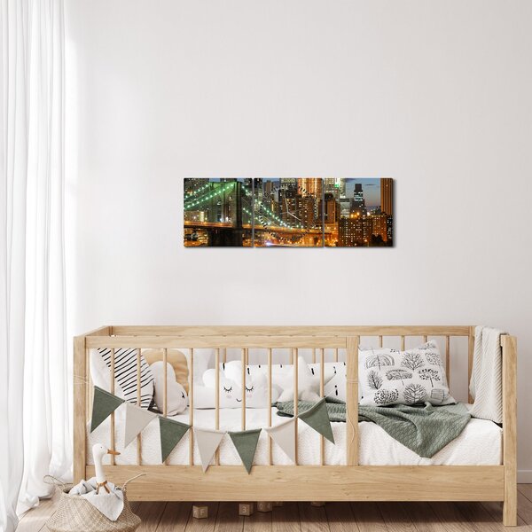 Obraz - Most z Nowym Jorkiem (z zegarem) (90x30 cm)