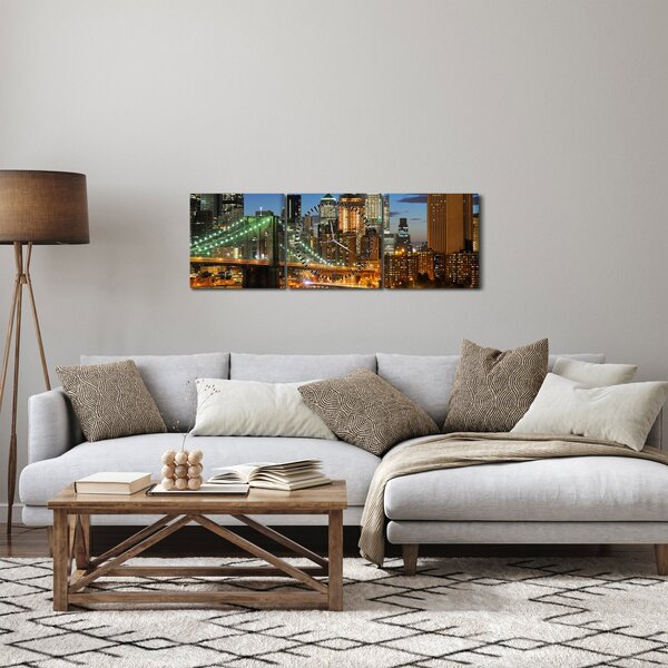 Obraz - Most z Nowym Jorkiem (z zegarem) (90x30 cm)