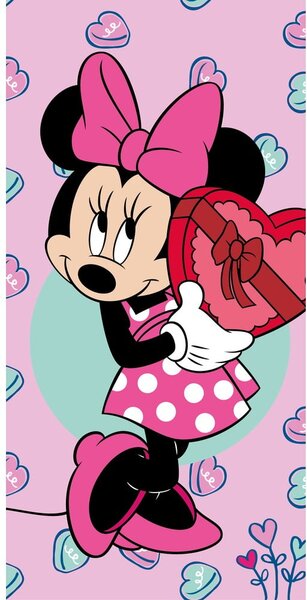 Różowy ręcznik dziecięcy frotte 70x140 cm Minnie – Jerry Fabrics