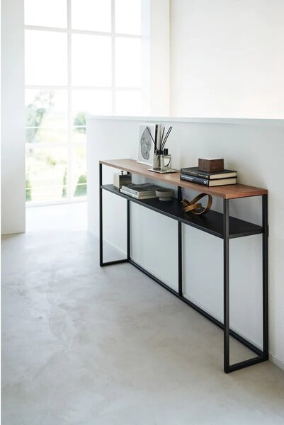 Czarno-ciemnobrązowa konsola w dekorze jesionu 20,5x126 cm Tower – YAMAZAKI