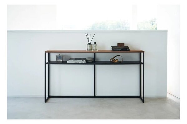 Czarno-ciemnobrązowa konsola w dekorze jesionu 20,5x126 cm Tower – YAMAZAKI