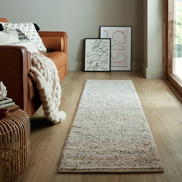 Kremowy chodnik z mieszanki wełny tkany ręcznie 60x230 cm Minerals – Flair Rugs