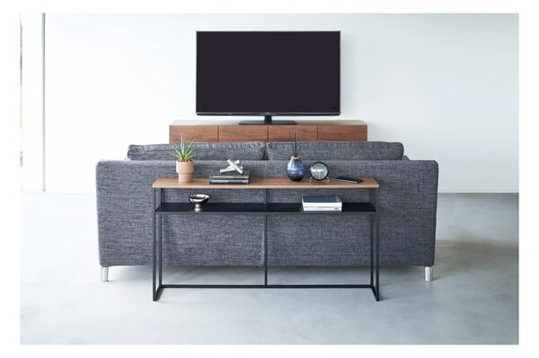 Czarno-ciemnobrązowa konsola w dekorze jesionu 20,5x126 cm Tower – YAMAZAKI