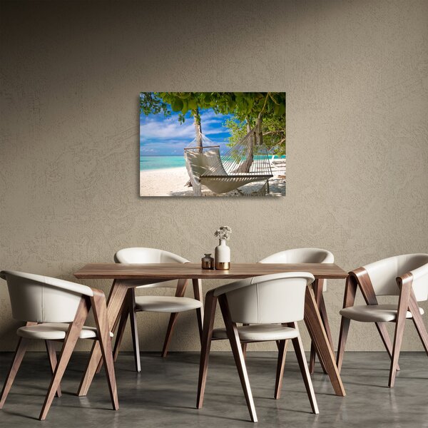Obraz na szkle - Hamak na plaży (70x50 cm)