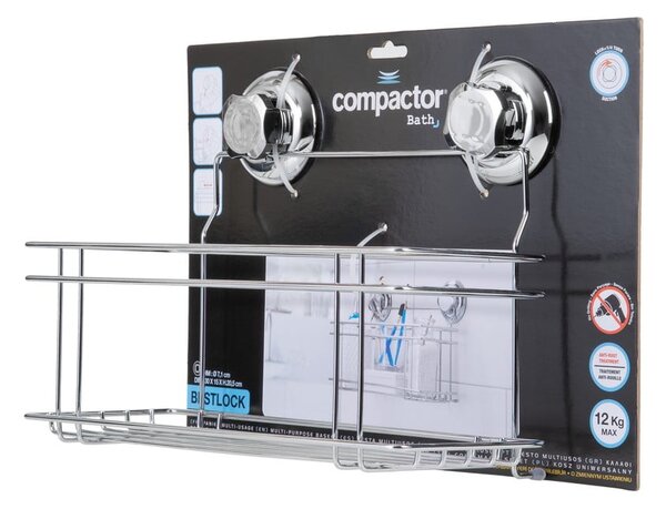 Samoprzylepna metalowa półka łazienkowa w kolorze srebra Bestlock Bath – Compactor