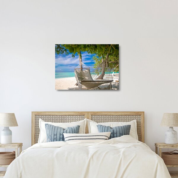 Obraz na szkle - Hamak na plaży (70x50 cm)