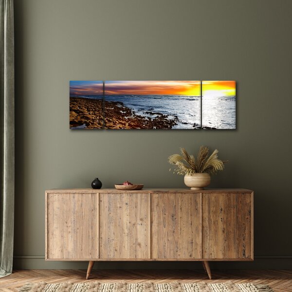 Obraz - Mewa lecąca nad wybrzeżem (170x50 cm)