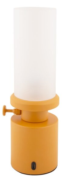 Lampa stołowa LED w kolorze ochry ze ściemniaczem i metalowo-szklanym kloszem (wysokość 29,5 cm) Camp – Leitmotiv