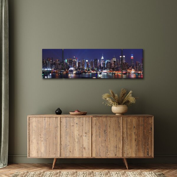 Obraz - Podświetlone nowojorskie drapacze chmur (170x50 cm)