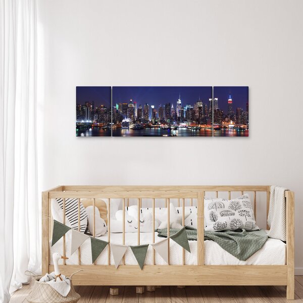 Obraz - Podświetlone nowojorskie drapacze chmur (170x50 cm)