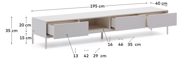 Biała szafka pod TV 195x35 cm Vedrana – Kave Home