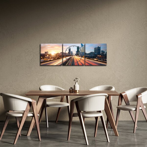 Obraz - Droga wielkiego miasta (z zegarem) (90x30 cm)