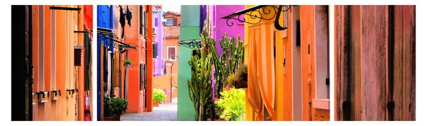 Obraz - Kolorowy dom w Burano, Wenecja (170x50 cm)