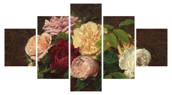 Obraz - Henri Fantin-Latour, Roses de Nice on a Table, reprodukcje (125x70 cm)