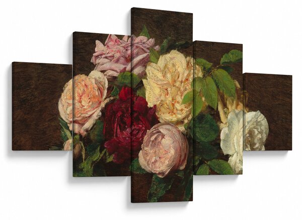 Obraz - Henri Fantin-Latour, Roses de Nice on a Table, reprodukcje (125x70 cm)