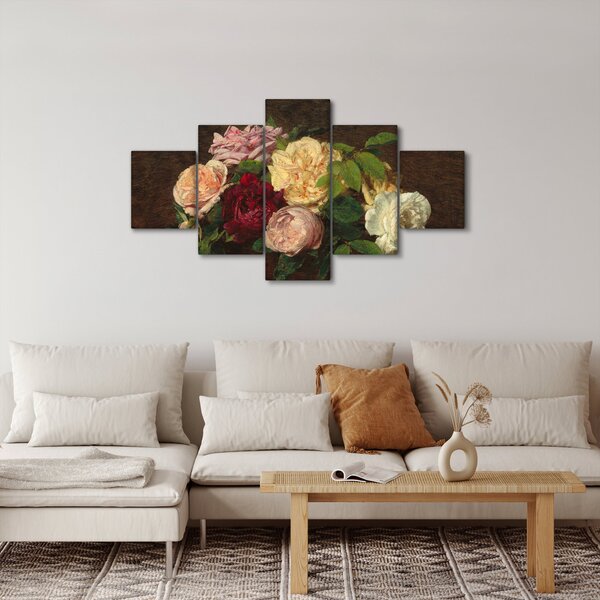 Obraz - Henri Fantin-Latour, Roses de Nice on a Table, reprodukcje (125x70 cm)