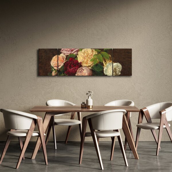 Obraz - Henri Fantin-Latour, Roses de Nice on a Table, reprodukcje (170x50 cm)