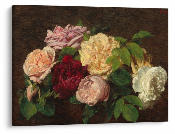 Obraz - Henri Fantin-Latour, Roses de Nice on a Table, reprodukcje (70x50 cm)