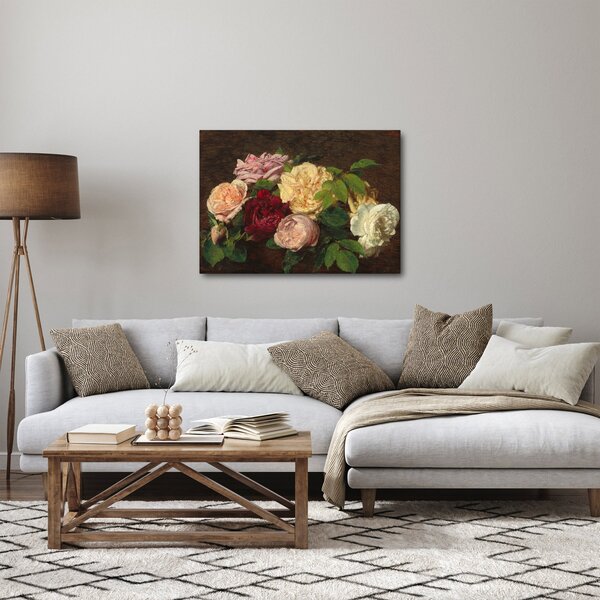 Obraz - Henri Fantin-Latour, Roses de Nice on a Table, reprodukcje (70x50 cm)