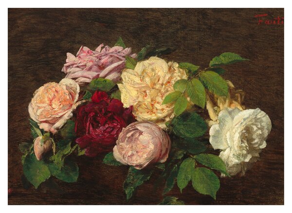 Obraz na szkle - Henri Fantin-Latour, Roses de Nice on a Table, reprodukcje (70x50 cm)