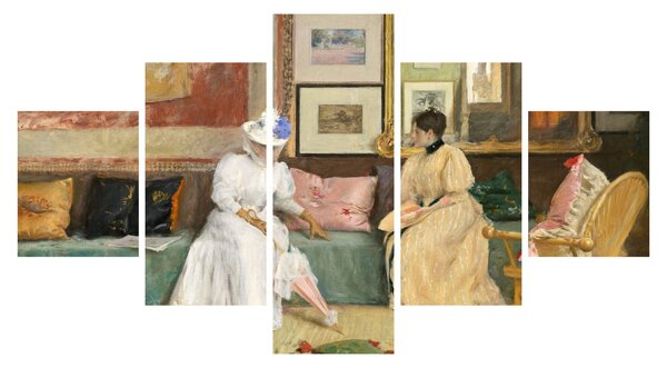 Obraz - William Merritt Chase, A Friendly Call, reprodukcje (125x70 cm)