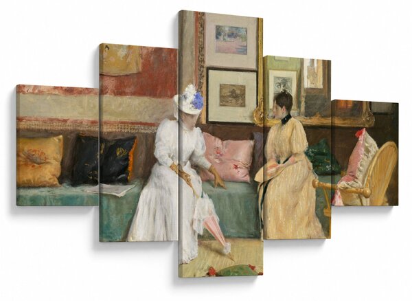 Obraz - William Merritt Chase, A Friendly Call, reprodukcje (125x70 cm)