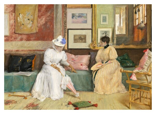 Obraz - William Merritt Chase, A Friendly Call, reprodukcje (70x50 cm)