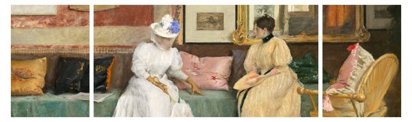 Obraz - William Merritt Chase, A Friendly Call, reprodukcje (170x50 cm)