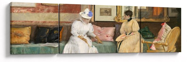 Obraz - William Merritt Chase, A Friendly Call, reprodukcje (170x50 cm)