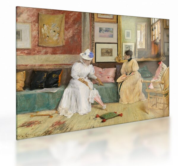 Obraz na szkle - William Merritt Chase, A Friendly Call, reprodukcje (70x50 cm)