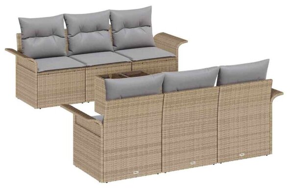 Zestaw Mebli Ogrodowych Komplet Wypoczynkowy Z Poduszkami 7-Częściowy Beżowy Rattan Na Taras Balkon Ogród