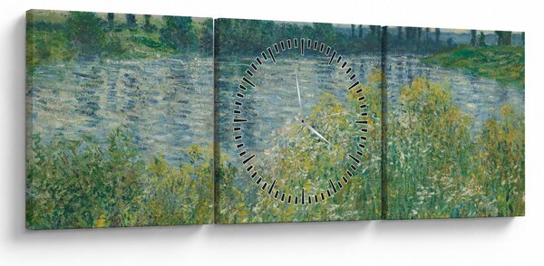 Obraz - Claude Monet, Banks of the Seine, reprodukcje (z zegarem) (90x30 cm)